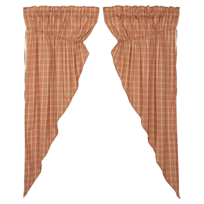 Sawyer Mill Red Plaid Lined Prairie Curtains 63" Default - Primitive Star Quilt Shop