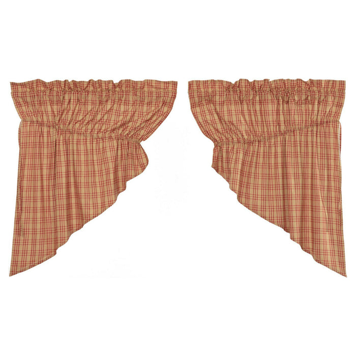 Sawyer Mill Red Plaid Lined Prairie Swag Curtains - Primitive Star Quilt Shop