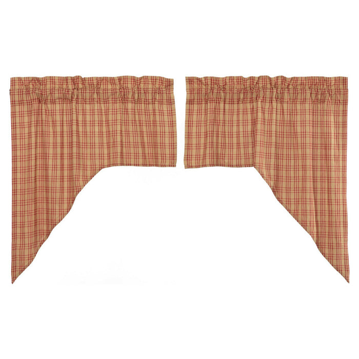 Sawyer Mill Red Plaid Lined Swag Curtains - Primitive Star Quilt Shop