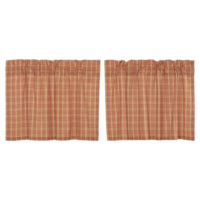 Sawyer Mill Red Plaid Lined Tier Curtains 24" - Primitive Star Quilt Shop