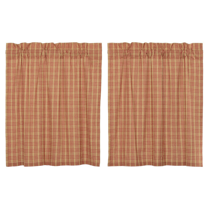 Sawyer Mill Red Plaid Lined Tier Curtains 36" - Primitive Star Quilt Shop