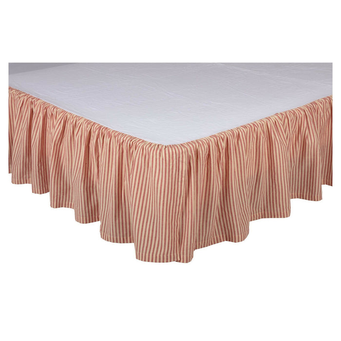 Sawyer Mill Red Ticking Stripe Bed Skirt - Primitive Star Quilt Shop