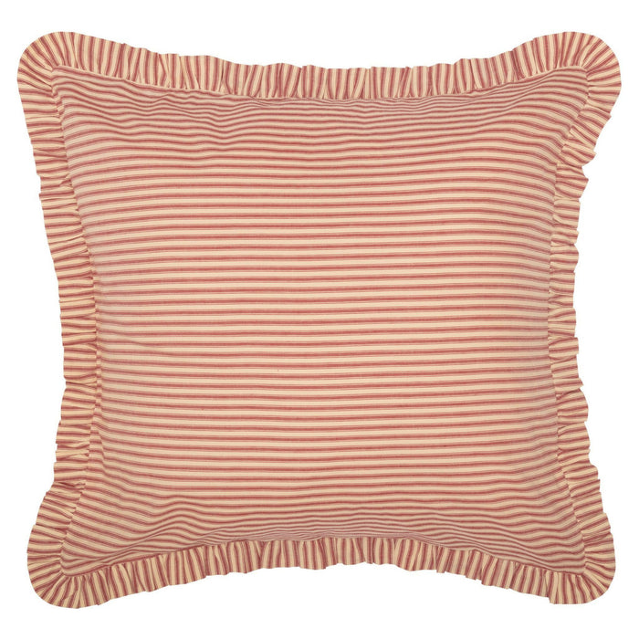 Sawyer Mill Red Ticking Stripe Fabric Euro Sham 26x26" - Primitive Star Quilt Shop