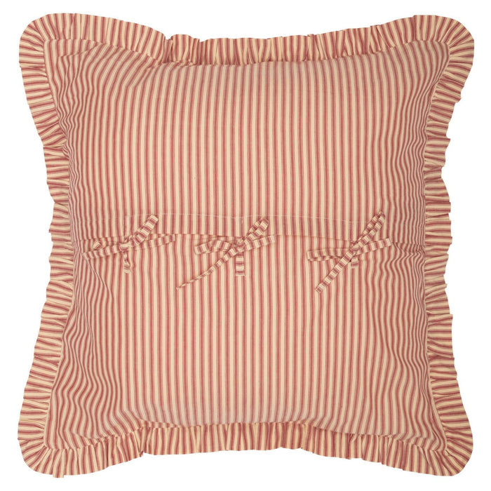 Sawyer Mill Red Ticking Stripe Fabric Euro Sham 26x26" - Primitive Star Quilt Shop