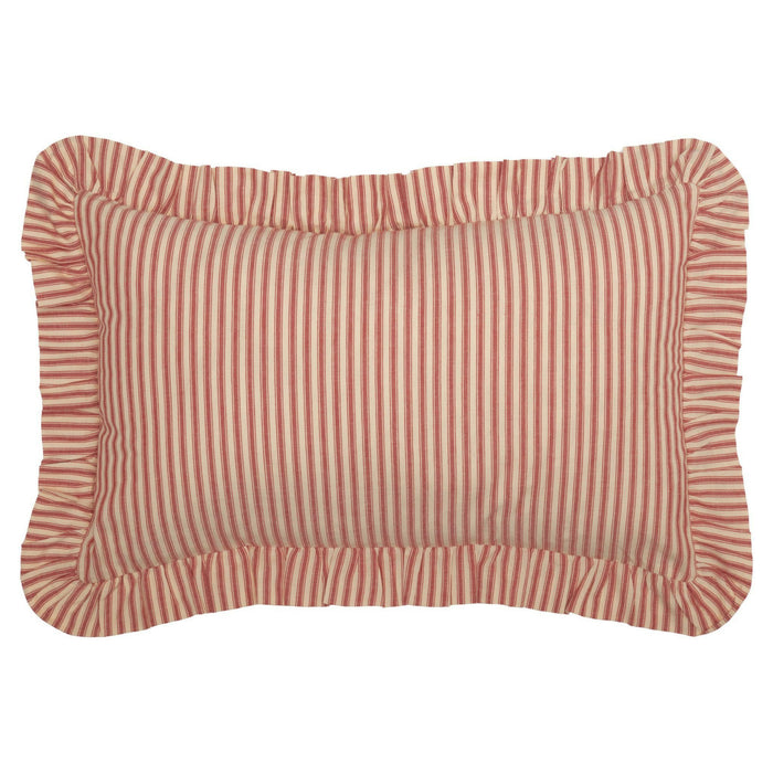Sawyer Mill Red Ticking Stripe Fabric Pillow 14x22" Filled - Primitive Star Quilt Shop