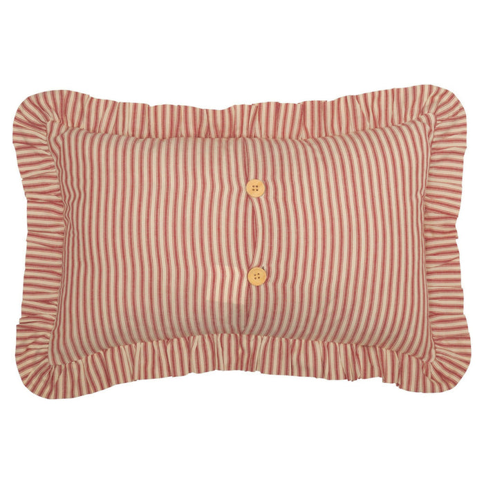 Sawyer Mill Red Ticking Stripe Fabric Pillow 14x22" Filled - Primitive Star Quilt Shop