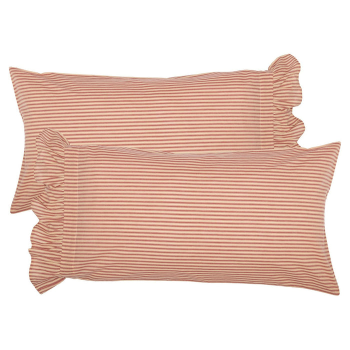 Sawyer Mill Red Ticking Stripe King Pillow Case - Set of 2 - Primitive Star Quilt Shop