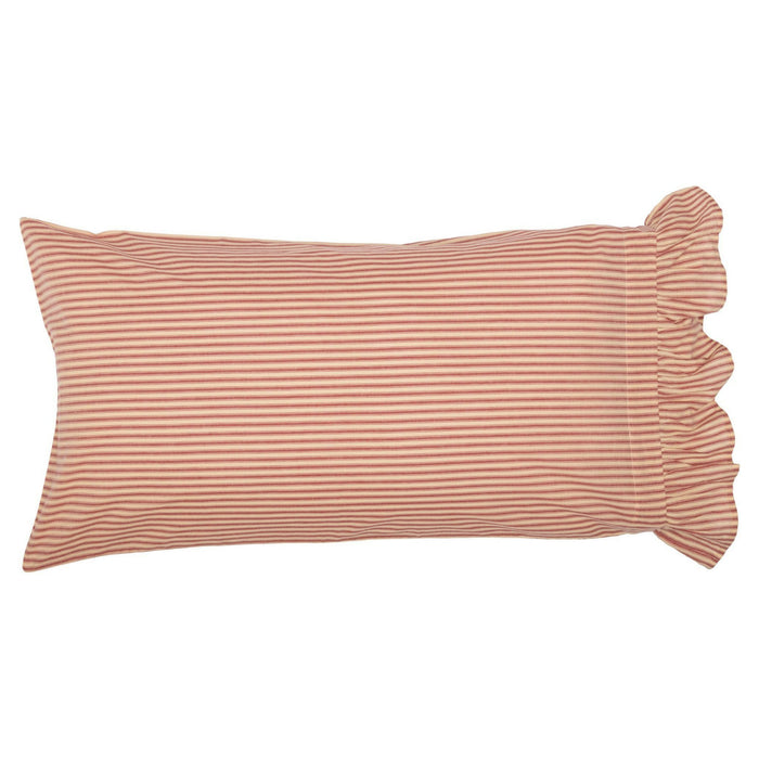 Sawyer Mill Red Ticking Stripe King Pillow Case - Set of 2 - Primitive Star Quilt Shop
