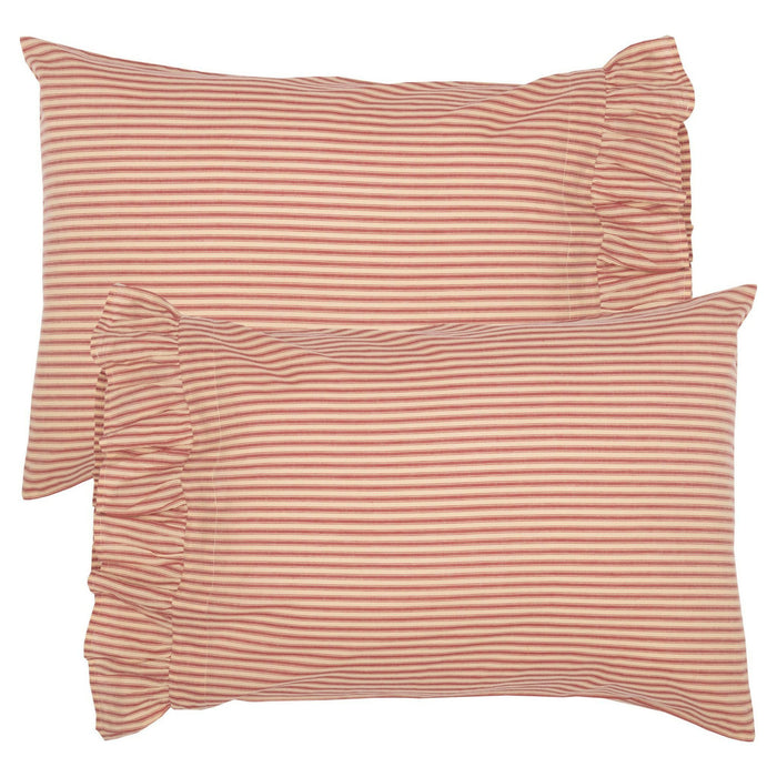 Sawyer Mill Red Ticking Stripe Standard Pillow Case - Set of 2 - Primitive Star Quilt Shop