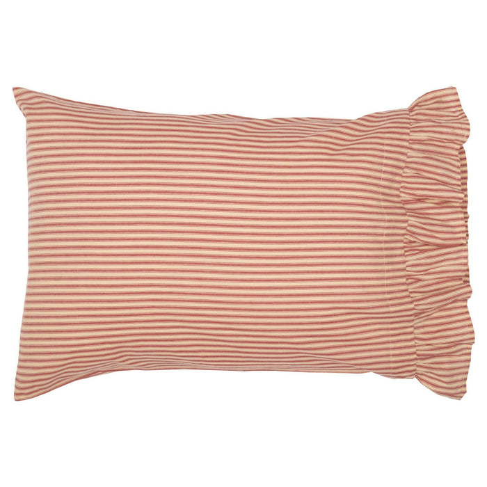 Sawyer Mill Red Ticking Stripe Standard Pillow Case - Set of 2 - Primitive Star Quilt Shop