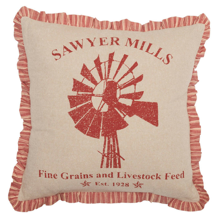 Sawyer Mill Red Windmill Pillow 18" Filled - Primitive Star Quilt Shop