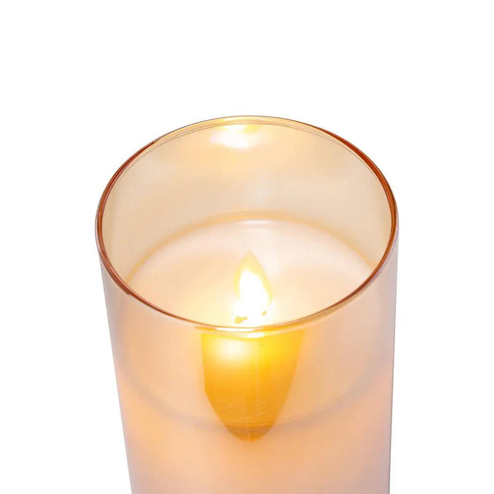 A&B Set of 3 Amber Real Flame-Effect LED Wax Candles 4", 5", 6" - Flameless Candles Candles/Fragrance