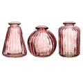 Set Of 3 Glass Bud Vases - Pink - Modern Home Interiors