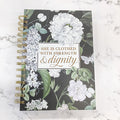 She is Clothed with Strength & Dignity White Floral Large Wirebound Journal - Proverbs 31:25 - Lyla's: Clothing & Gifts - Online and Rockwall Texas Boutique
