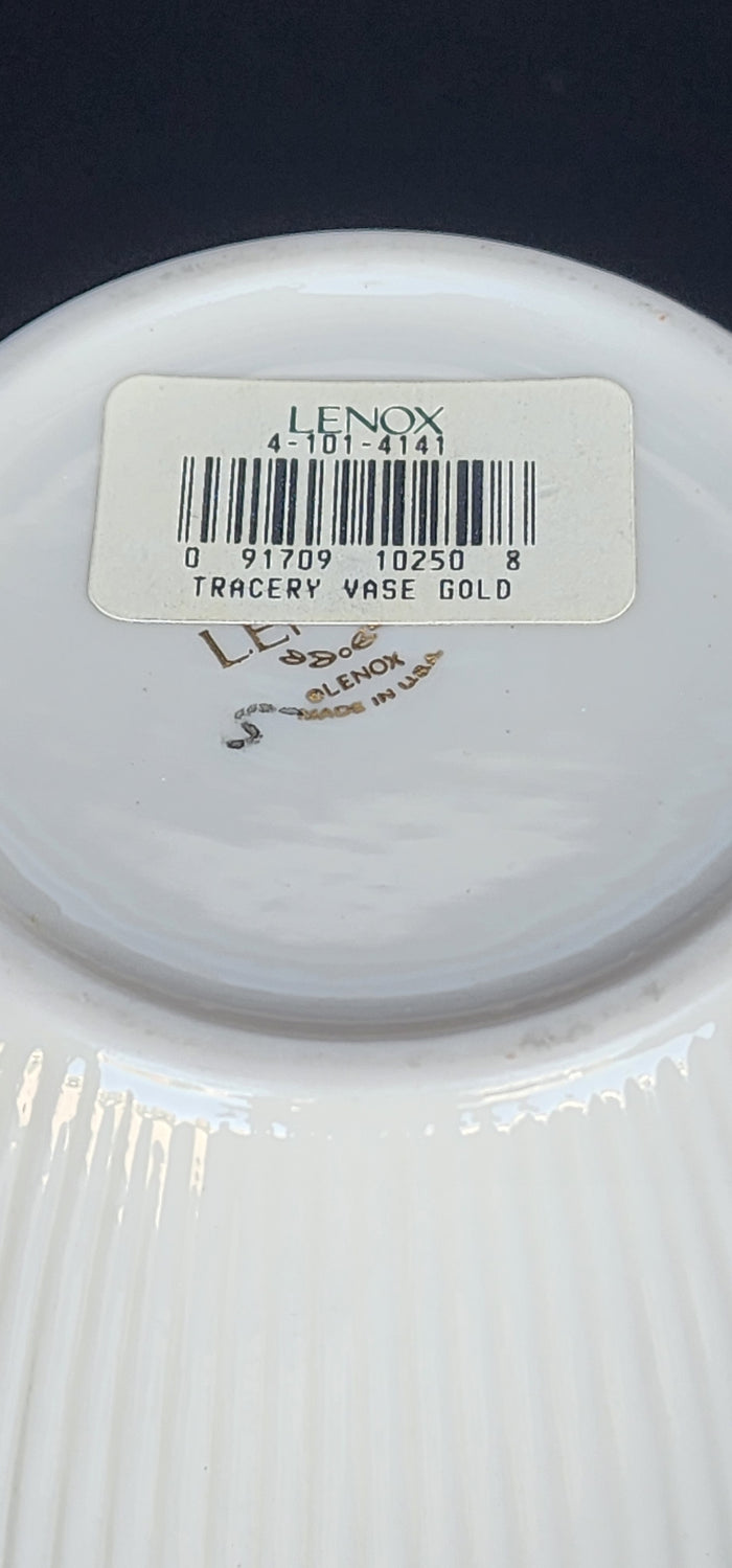 Signed lenox Tracery gold rim VASE