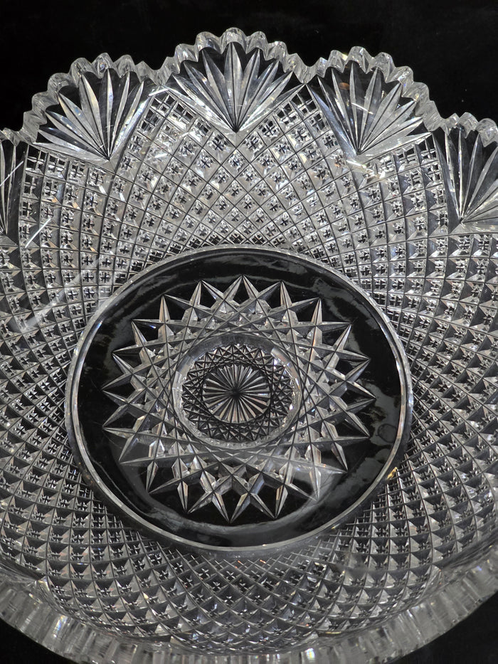 Signed Sinclair ABP cut glass blown blank bowl American brilliant period 1886 -1915 bob54