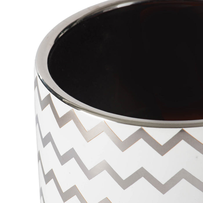 A&B Silver and White Zigzag Planter 5.5" x 5.5" - Planters Merchandise