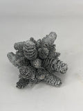 Le Fleur Silver Pine Cone Kissing Ball 6" - Silk