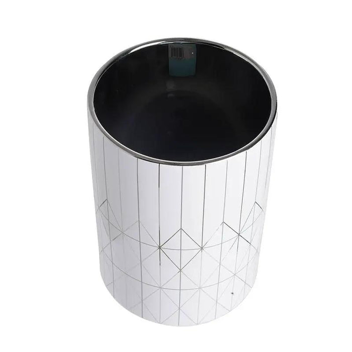 A&B Silver-White Vase 6.5"D x 8.5" - Vases Merchandise