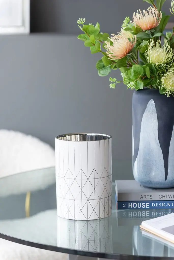 A&B Silver-White Vase 6.5"D x 8.5" - Vases Merchandise