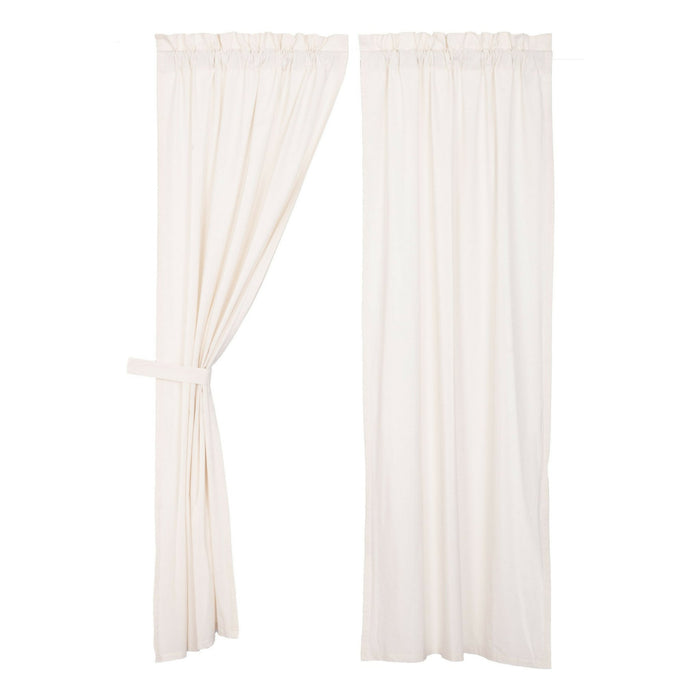 Simple Life Flax Antique White Lined Panel Curtains 84" - Primitive Star Quilt Shop