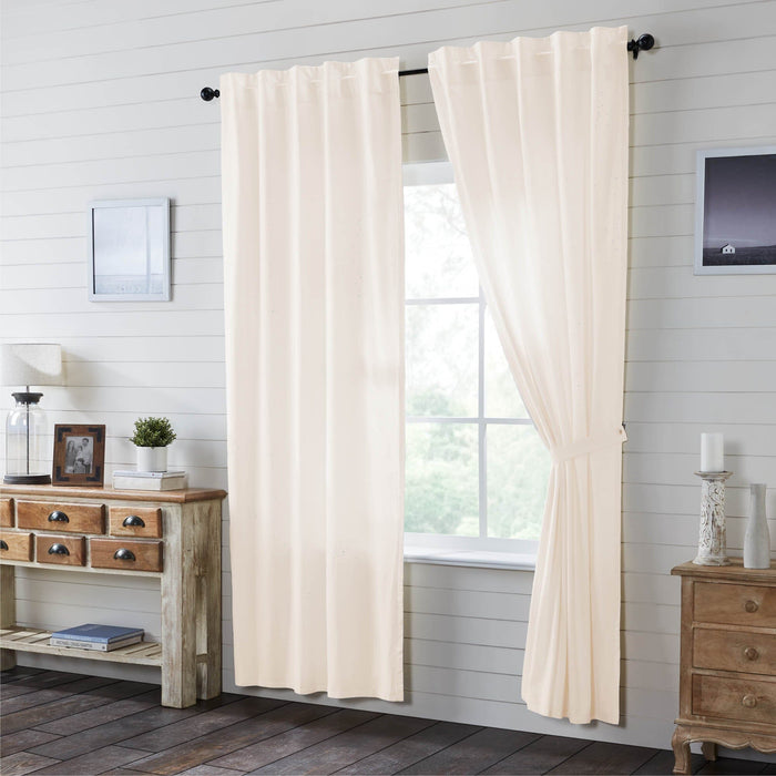 Simple Life Flax Antique White Lined Panel Curtains 96" - Primitive Star Quilt Shop