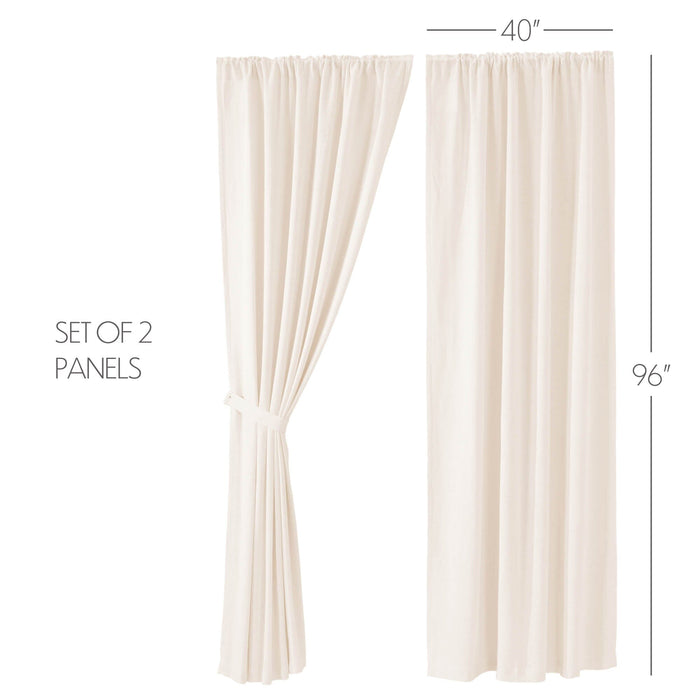 Simple Life Flax Antique White Lined Panel Curtains 96" - Primitive Star Quilt Shop