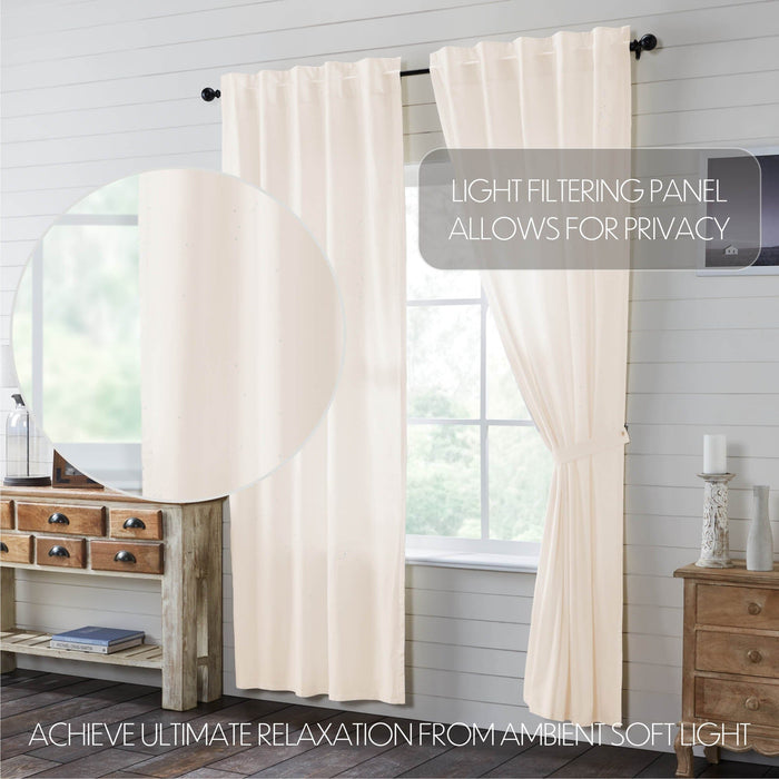 Simple Life Flax Antique White Lined Panel Curtains 96" - Primitive Star Quilt Shop