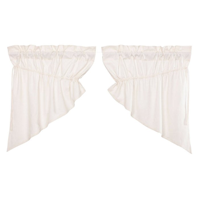 Simple Life Flax Antique White Lined Prairie Swag Curtains - Primitive Star Quilt Shop