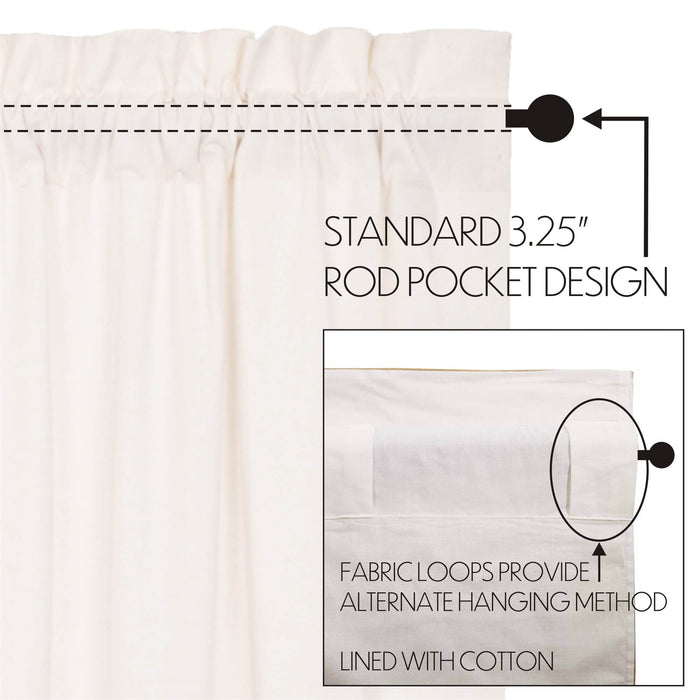 Simple Life Flax Antique White Ruffled Lined Panel Curtains 96" - Primitive Star Quilt Shop
