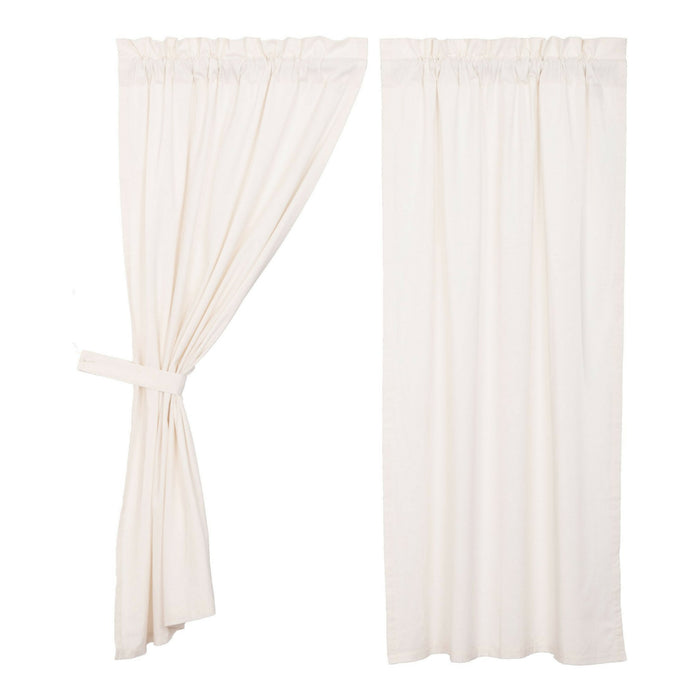 Simple Life Flax Antique White Short Panel Curtains 63" - Primitive Star Quilt Shop