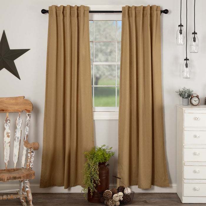 Simple Life Flax Khaki Lined Panel Curtains 96" - Primitive Star Quilt Shop