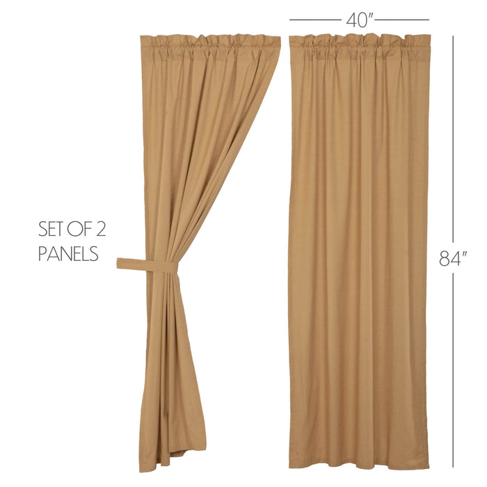 Simple Life Flax Khaki Lined Panel Curtains 96" - Primitive Star Quilt Shop