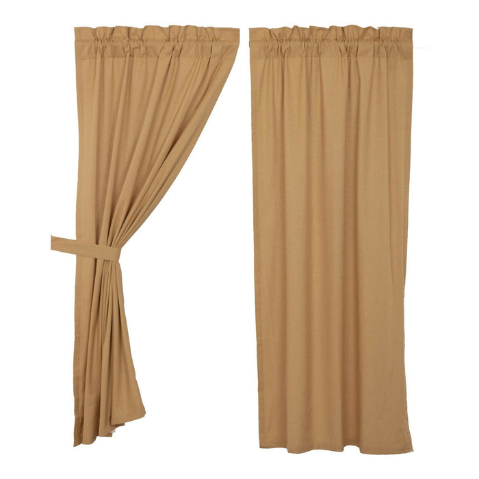 Simple Life Flax Khaki Short Panel Curtains 63" - Primitive Star Quilt Shop