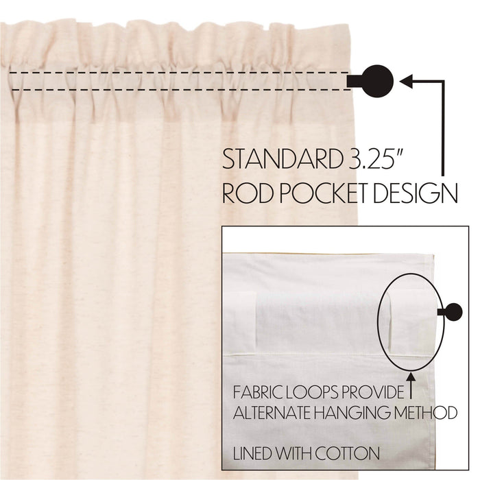 Simple Life Flax Natural Ruffled Lined Panel Curtains 96" - Primitive Star Quilt Shop