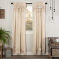 Simple Life Flax Natural Ruffled Panel Curtains 84" - Primitive Star Quilt Shop