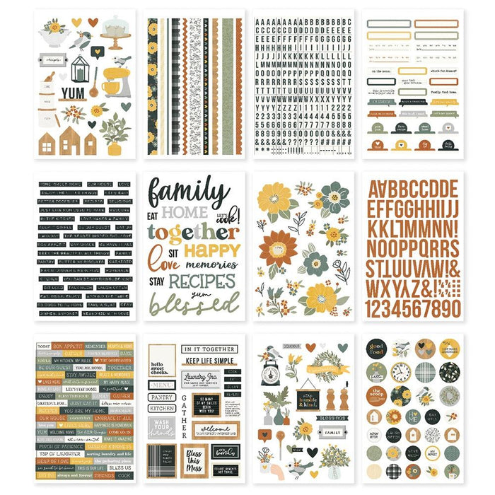 Simple Stories - Sticker Book - 12/Sheets - Hearth & Home - 652/Pkg. This Sticker Book contains 12 sticker sheets, (652) stickers. Made in USA. Available at Embellish Away located in Bowmanville Ontario Canada.