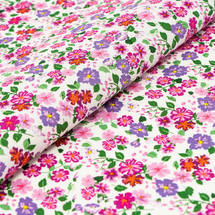SINGER®  Fabric,  100% Cotton, 44 Inch Wide, Packed Pink Flowers, Cut by the Yard