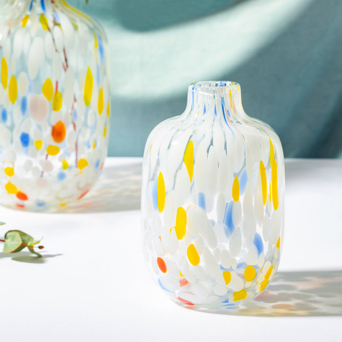 Small Multicoloured Speckled Glass Vase - Modern Home Interiors