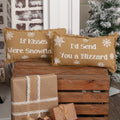 Snowflake Burlap Pillows 7x13" - Set of 2 - Primitive Star Quilt Shop