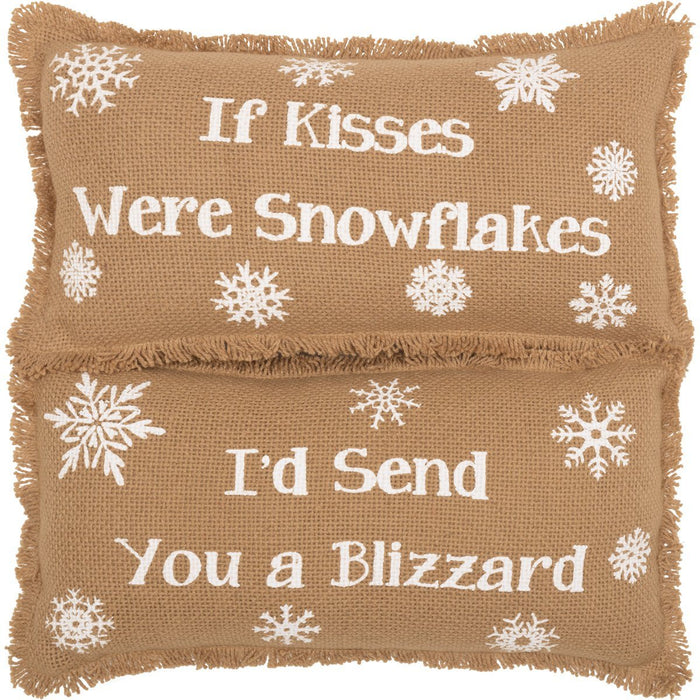 Snowflake Burlap Pillows 7x13" - Set of 2 - Primitive Star Quilt Shop