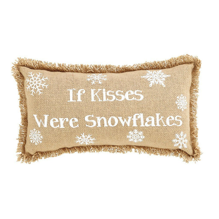 Snowflake Burlap Pillows 7x13" - Set of 2 - Primitive Star Quilt Shop
