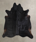 Solid Black Cowhide Rug #A33432