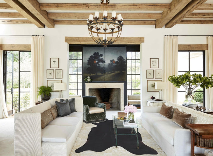 Solid Black Cowhide Rug #B8196