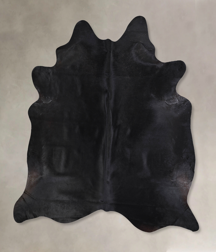 Solid Black Cowhide Rug #A33440