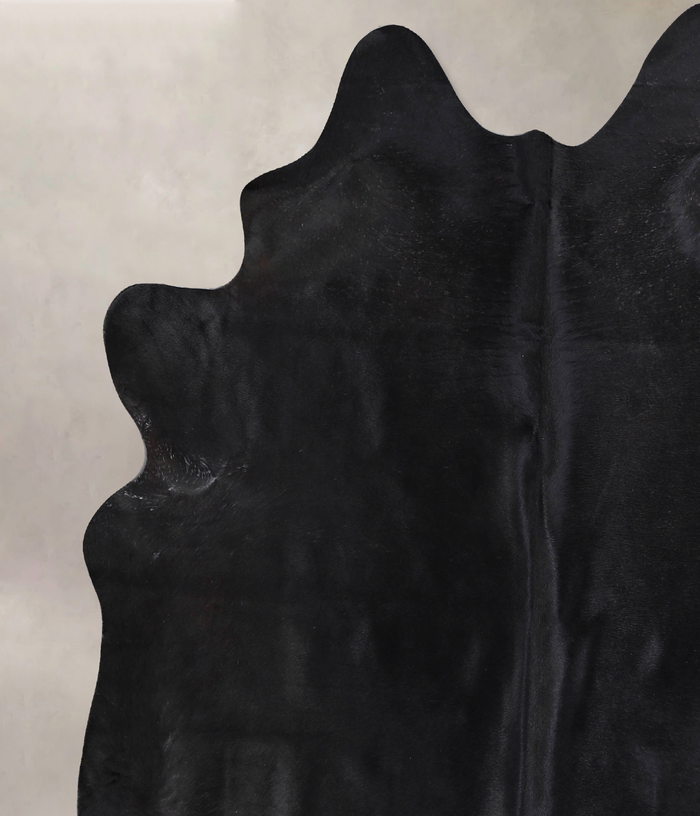 Solid Black Cowhide Rug #A33440