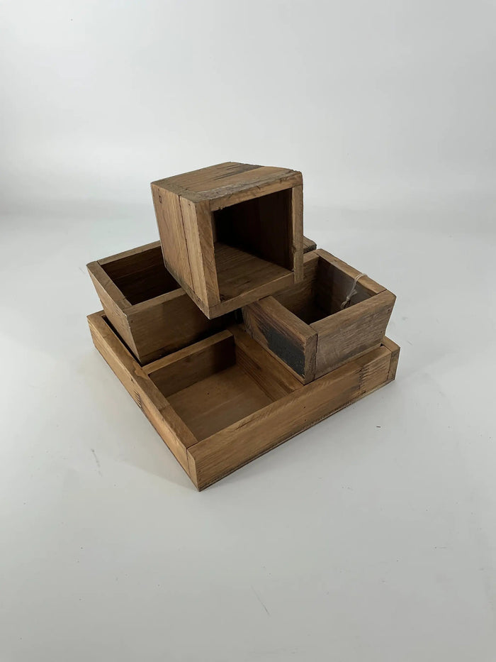 Gerson Square Wood Tray w/ 4 Removable Wood Boxes 9.25" - Uncategorized Merchandise