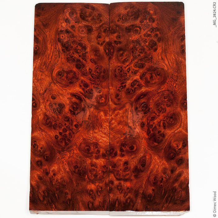 Stabilized red amboyna burl wood panels