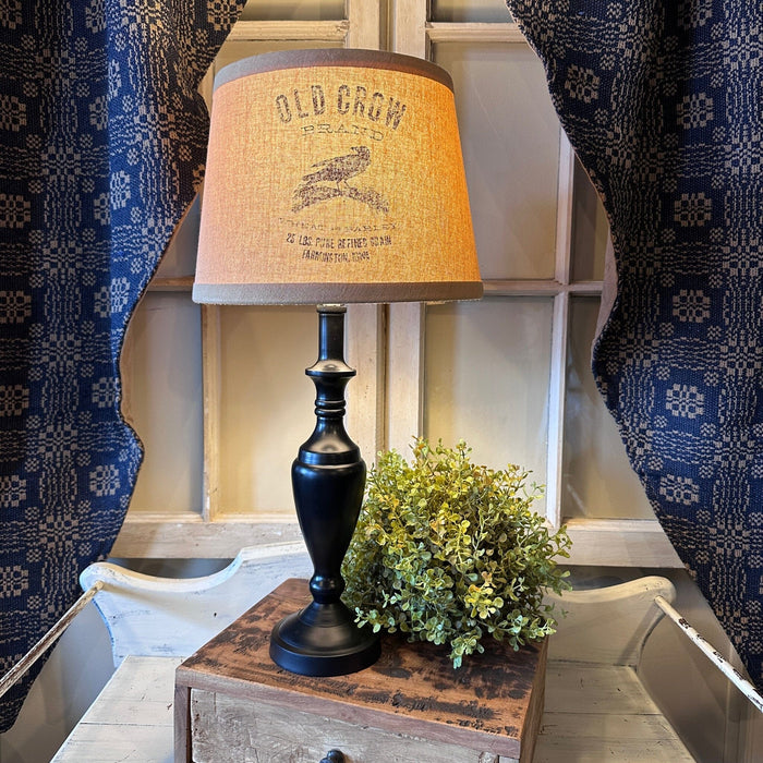 Stonecreek Black Lamp with Shade Options Old Crow Drum- Primitive Star Quilt Shop