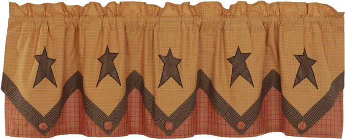 Stratton Primitive Star Layered Lined Valance 72" - Primitive Star Quilt Shop